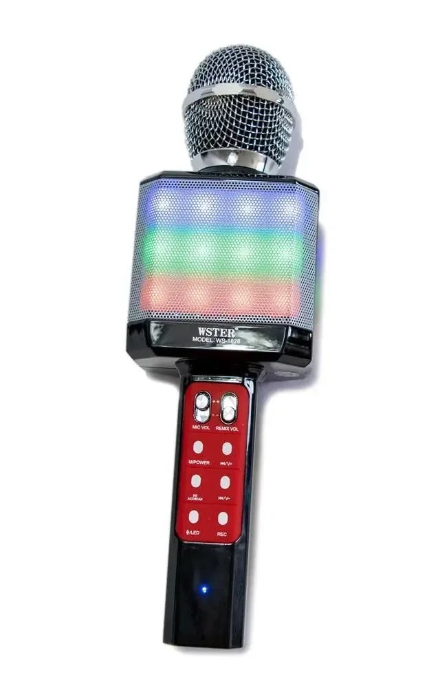 Караоке-мікрофон WSTER WS-1828 з LED-підсвіткою, вигляд спереду